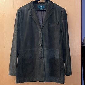 Lauren Ralph Lauren Dark Green Leather Blazer Jacket